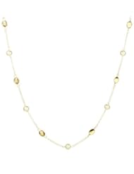Sterling Silver Chain, Freshwater Pearl and 6 Station Citrine Cabochon Necklace
