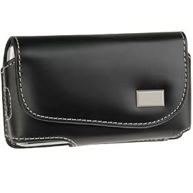 Apple iPhone PDA Premium Leather Horizontal Holster Carrying Case with Belt Loop and Clip - Style H17, BLACK