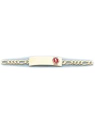 14K Yellow Gold Medical Alert ID Figaro Chain Bracelet - Length 7 Inch