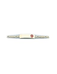 10K Yellow Gold Medical Alert ID Figaro Chain Bracelet - Length 7 Inch