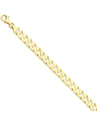 14k Yellow Gold 7in 7mm Hand-Polished Fancy Link Chain Bracelet