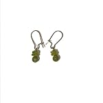 Peridot Earrings 06 Dangle Green Gemstone Round Heishi Crystal Healing Gunmetal 1.1