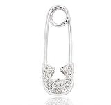 1/10 Carat Diamond Safety Pin 14K White Gold Pin