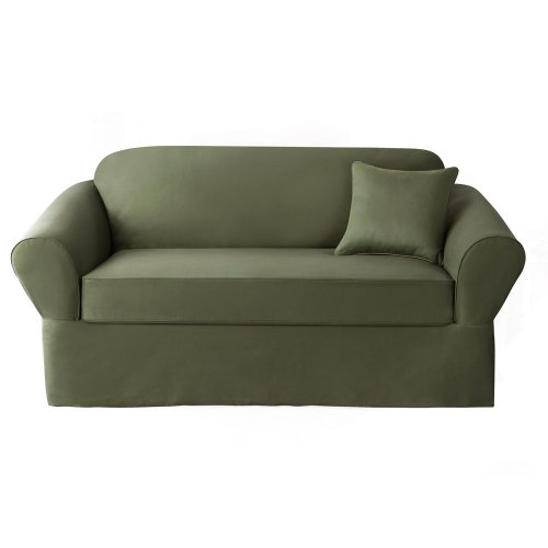 Sure Fit Twill Supreme 2-pc. Loveseat Slipcover - Loden