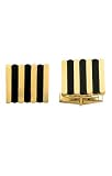 14K Gold Cufflinks - Alternating Bars of Yellow Gold and Black Onyx