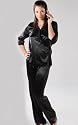 Women's Silk Pajamas Set, Wrap Top Black