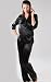 Women's Silk Pajamas Set, Wrap Top Black