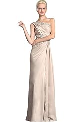 Floor Length One Shoulder Chiffon Evening Dress/Mother-of-the-Bride Dress 