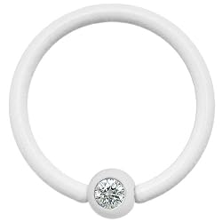 16 Gauge Clear Gem White BCR Captive Ring