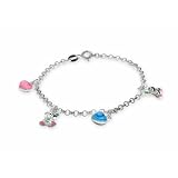 Eve's Addiction Pink and Blue Hearts and Teddybears Childrens Bracelet
