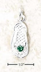 Sterling Silver May CZ Birthstone Flip Flop Charm - JewelryWeb