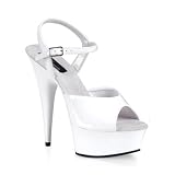 Delight-609, 5 3/4'' Stiletto Heel Ankle Platform Sandal in White Patent/White and Sizes 6-14