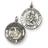 Sterling Silver Reversible US Marine Corp St.Christopher Pendants