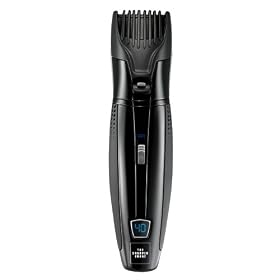The Sharper Image GR-T300 Cord/Cordless Beard & Mustache Trimmer with Vacuum, Black