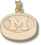 Michigan Wolverines Solid 10K Gold ''M'' Hockey Puck 9/16'' Pendant