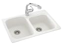 Swanstone KSDB-3322 Double Bowl Kitchen Sink, White