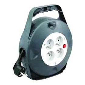 Rallonge �lectrique sur enrouleur HO5 VVF 10m 4 prises+dijoncteur