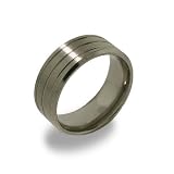 Eve's Addiction Mens Triple Groove Titanium Band