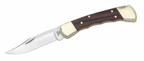 Buck Taschenmesser, Folding Hunter Finger Grooved, Stahl 420 HC, Holzschalen, Messingbacken, Lederetui