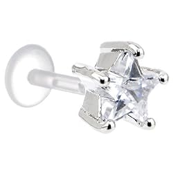 16 Gauge 5/16 Clear Cz Star Bioplast Tragus Labret Monroe