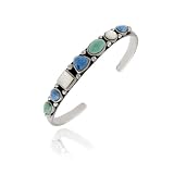 Sterling Silver Denim Lapis, Mother of Pearl, and Turquoise Cuff Bracelet