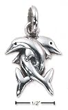 Sterling Silver Intertwined Dolphins Charms