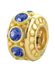 Genuine Zable (TM) Product. 925 Sterling Silver Gold Plated September Birthstone Wheel Spacer Bead Charm. 100% Satisfaction Guaranteed.