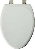Mayfair 149BNEC 000 Molded Wood Toilet Seat with Brushed-Nickel Lift-Off Hinges, STA-TITE Seat Fastening System, Elongated, White