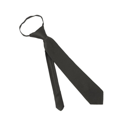 Solid Color Boys 14 Inch Zipper Tie - Charcoal