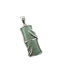 Light Green Jade Bamboo Shoot Pendant, 925 Sterling Silver