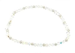 Anklet - A61 - Stretch - Swarovski (tm) Crystal and Heishi Beads ~ Clear AB