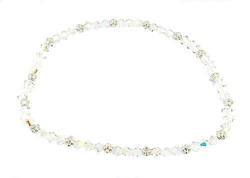 Anklet - A61 - Stretch - Swarovski (tm) Crystal and Heishi Beads ~ Clear AB