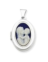 Sterling Silver Cameo 21mm 2-Frame Oval Locket