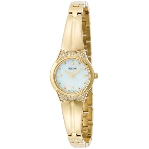 Pulsar Women’s PTA382 Crystal Mother Of Pearl Gold-Tone Watch