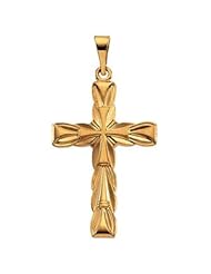 14k White Gold or 14k Yellow Gold Ornate Cross in a Cross Pendant