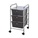 Blue Hills Studio 13-Inch by 26-Inch by 15-1/2-Inch Storage Cart with 3 Drawers, Smoke