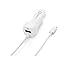 iPhone 6 Car Charger, Shackle Lightning Coiled Car Charger Adapter for iPhone 6/6s 6 Plus with extra 2.1A High Speed USB port, White