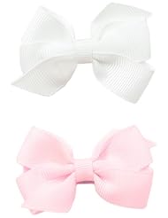 Apparel: No Slippy Hair Clippy Baby-Girls Newborn Ava Two Pack Bow, Pink/White, 0-12 Months - No Slippy Hair Clippy Baby child code