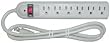 Power Strip, 6 Outlet, Plastic with 4 ft cord, Vertical plug orientation