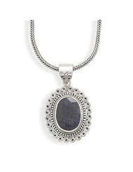 Genuine Blue Sapphire Rough-Cut Scroll Rope and Bead Design Oxidized Sterling Silver Necklace - Includes Chain