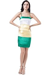 Short Tiered Satin Spaghetti Strap Bandage Dress/Bridesmaid Dress/Prom Dress 