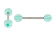 14g Stainless Steel Barbell - Clear with Cyan Star - 6mm Ball - 5/16" (Sold as a Pair)