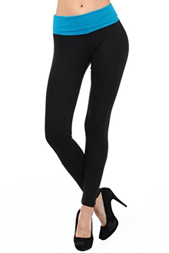 Basic House Women's Casual Cotton Spandex Fold Over Waist Leggings Sizing
