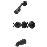 Kingston Brass KB235AX Tub and Shower Faucet with 3-Cross Handle, Oil Rubbed Bronze [並行輸入品]