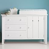 White Wooden Changing Top and Vinyl Changing Pad - Changing Top & Pad (White) 33.25 x 17.5 x 5.75h
