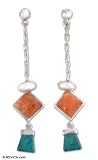 Calcite and chrysocolla earrings, 'Moments' 0.6 W 3 L
