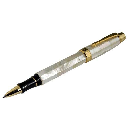 Xezo Maestro Handcrafted from New Zealand Natural White Mother of Pearl, 18 Karat Gold Plated Fine Executive Rollerball Pen with Serial. No Two Pens Are Alike. A Unique Gift for Both Men or Women. Limited-edition On Sale