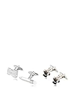 SILVIO SILVANI Dos Pares Gemelos Fantasía De Lápiz + Sacapuntas Y Conejo Saliendo De Una Chistera Plateado / Negro