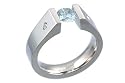 Geheimnis Blue Topaz and Diamond Titanium Tension Set Ring
