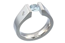 Geheimnis Blue Topaz and Diamond Titanium Tension Set Ring